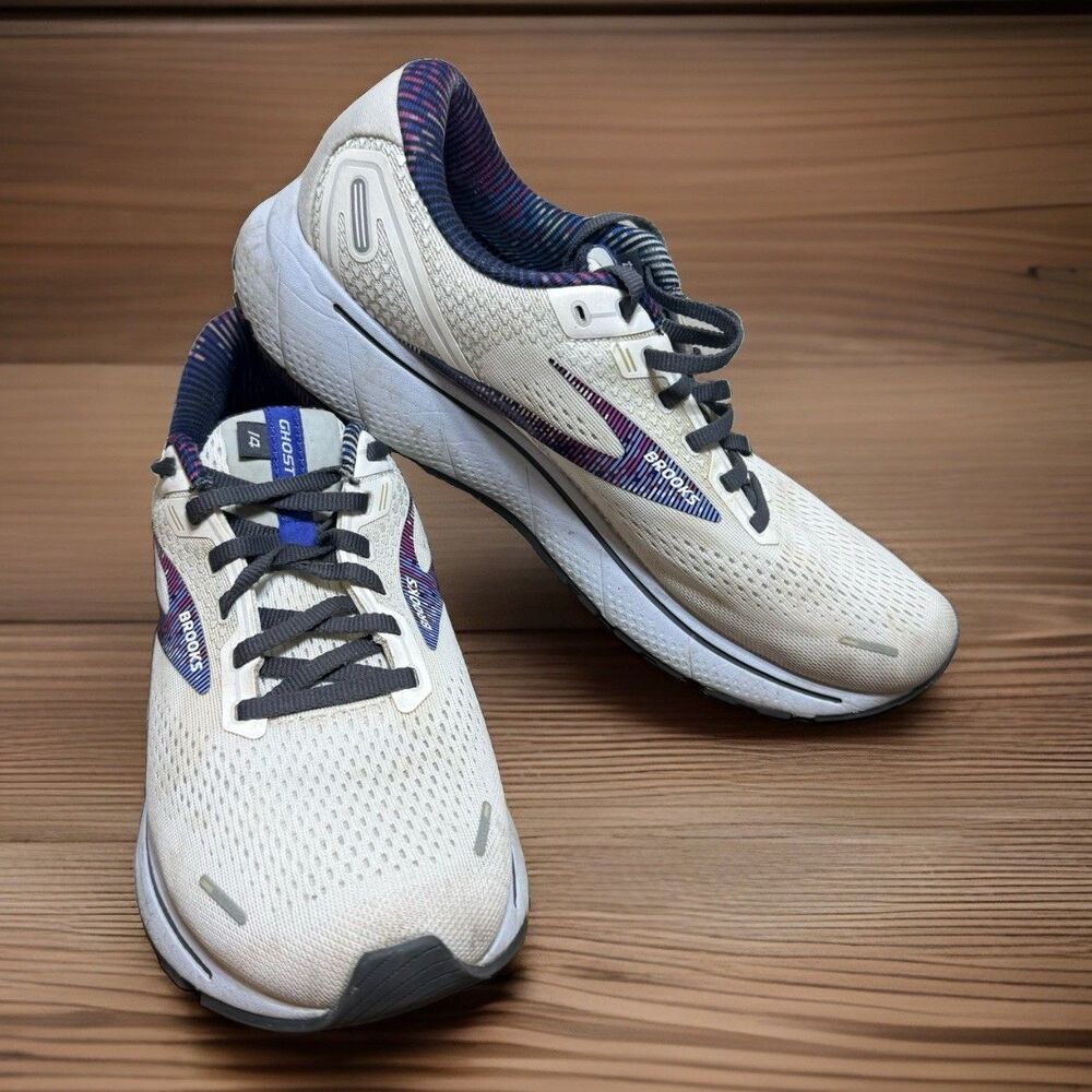 Brooks Ghost 14 White/Purple Women Running Sneakers 1203561B186- SZ 12